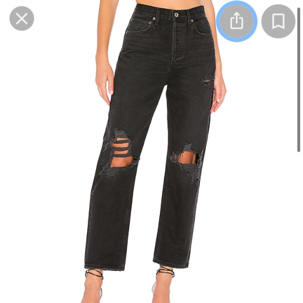 Agolde 90s mid rise boyfriend jeans in audio.